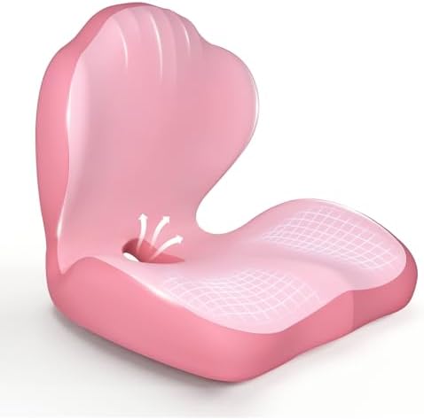 Ergonomic Seat Cushion for Office Chairs Lumbar Support Pillow, Pink