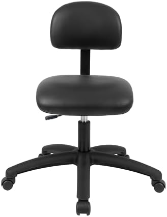 FSS Series Square seat Low (17"-22") seat Height Chair. Vinyl-for Office, Garage, Desk, Shop, Computer, Doctor, Medical, Easy to Clean! NO Footring (Black, Low, _Standard Casters)