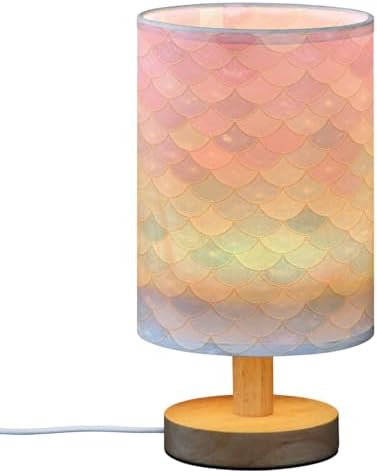 ALAZA Colorful Funny Mermaid Fish Scales Decor Bedside Table Lamp with USB Port for Bedroom Nightstand Office Desk LED Bulb Included