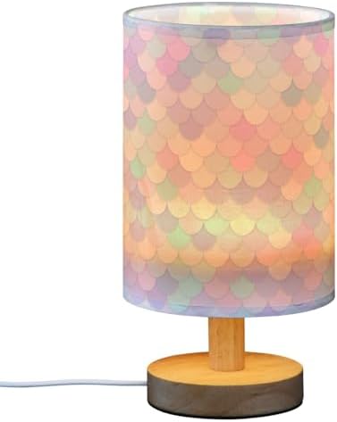 ALAZA Rainbow Scales Mermaid Decor Bedside Table Lamp with USB Port for Bedroom Nightstand Office Desk LED Bulb Included
