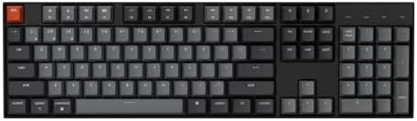 Keychron K10 Full Size 104 Keys Bluetooth Wireless Mechanical Gaming Keyboard for Mac Windows with Keychron Silent K Pro Red Switch, Multitasking/White LED Backlight/USB C Wired Computer Keyboard