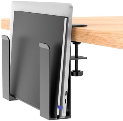 Adjustable Side Laptop Mount, No Drill Desk Storage Organizer, Metal Hanging Notebooks Holder, Punch-Free Clamp for MacBook Pro, Documents With Anti-Scratch Silicone
