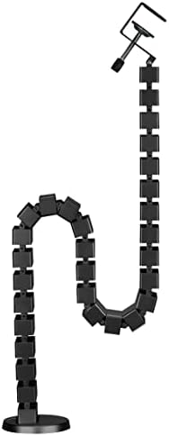mywall HZ43L Cable Guide with a Length up to 1,347 mm, Cable Management for Desks with Clamp Fixation, Cable Tube Cable Duct Round, 4-Way Channel System with Modular Swirl Structure