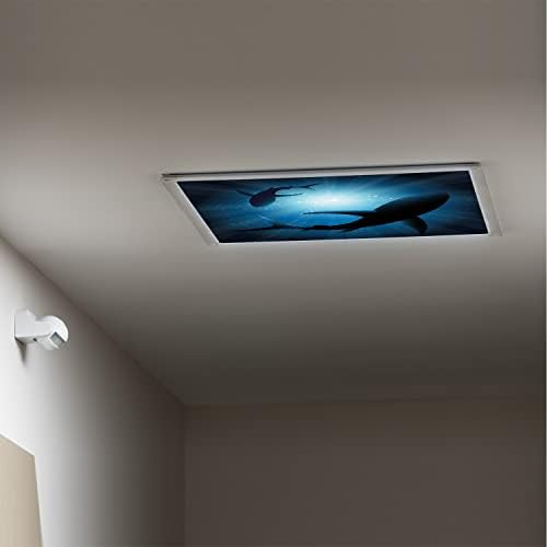 Fluorescent Light Cover Decorative Ceiling Light Filters,Shark Pattern,for Classroom Office Hospitals Home Ceiling Decorative,2ft x 4ft,Dark Blue