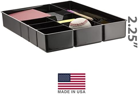 Officemate Deep Drawer Organizer Tray, 8 Compartments, 2 1/4" H x 15 1/8" W x 11 1/2" D, Black (Pack of 6)