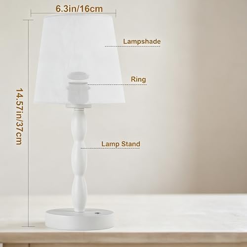 CASTLELIFE Rechargeable Cordless Table Lamp, 5000mAh Battery Powered Touch Desk Lamp, 3-Level & Stepless Dimmable Night Light, Portable Bedside Lamp for Bedroom, Outdoor, Bulb Included, White