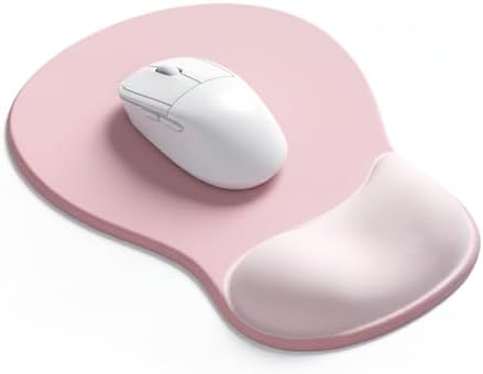 eulps Mouse Pad with Gel Wrist Rest, Ergonomic Comfortable Computer Wrist Support for Laptop, Pain Relief Mousepad with Non-Slip PU Base for Office & Home (01Pink)
