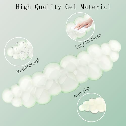 Gel Cloud Wrist Rest Keyboard Clear Green Mouse Pad with Wrist Rest Set 3PCS Ergonomic Cool Keyboard Wrist Pad Cute Acrylic Coaster Non-Slip Base Cute Transparent Mouse Wrist Pad Support for Computer