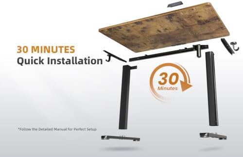 YDN 55 x 24 Inch Rustic Brown Electric Standing Desk