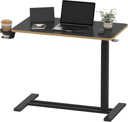 SANODESK 32'' Mobile Standing Desk with Hidden Wheels,Pneumatic Laptop Desk