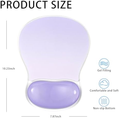 Purple Mouse Pad with Gel Wrist Rest Support, Ergonomic Desk Accessories