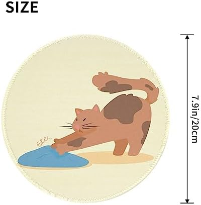 Cute cat Stretching cat Mouse pad Cute,Gaming Mouse pad Small Non-Slip Round Mouse Pads for Wireless Mouse,Laptop,Desk