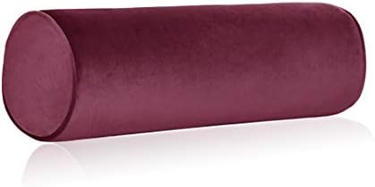 Tinbolunce Memory Foam Roll Pillow for Knee/Leg/Neck - Full Moon Bolster/Round Cylinder Pillow for Sleeping on Side or Back - Removable Cooling Cover Length 18" x 6" Diameter (Burgundy Wine)