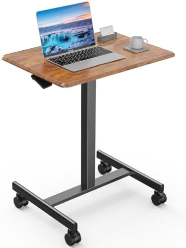 DUMOS Mobile Rolling Desk with Wheels Adjustable Height