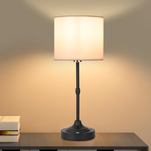 HAPYGI Portable Cordless Table Lamp,Built-in 5200mAH Rechargeable Battery, Dimmable Touch Wireless Light, Bed Side Metal Desk Lamp，Restaurant/Bedroom/Bar/Coffee/Night Light (Blcak)