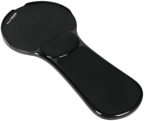 Ergonomic Adjustable Chair Arm Rest Mouse Pad with Wrist Cushion,Mouse Extension Platform Tray with Anti-Fall Baffle, Chair Attachment Arm Support with Straps (Black)