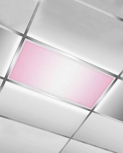 Pink White Magnetic Fluorescent Light Covers for Ceiling Lights 2 x 4 Feet,Pastel Geometric Abstract Contemporary Minimalist Office Classroom Kitchen Drop Ceiling Light Covers Lighting Filter 1 Pack