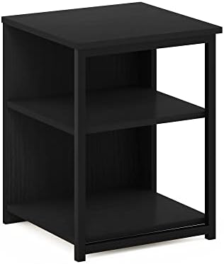 Furinno Camnus 3-Tier Metal Frame Side Table, Open Shelf, Dark Americano