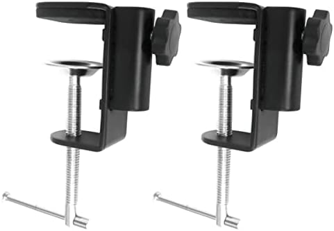 Desk lamp Clamp: 2PACK 1/2 Enlarge Hole Replacement C Clamp Desk Light,Magnifying Glass w/ Light,Table Mic Stand,Mic Arm Desk Mount, Phone Holder,for Office Work Task (M Black) (C CLAMP SMALL)
