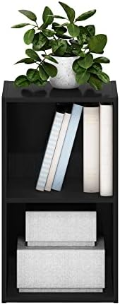 Furinno PASIR Book Shelf, 2-Tier Modern Bookshelf, Open Shelves Bookcase 9 x 12 x 21, Easy Assembly, for Living Room, Bedroom, Home Office, Blackwood