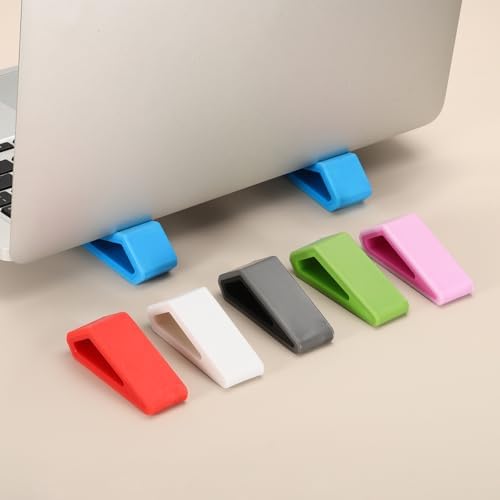 PATIKIL Laptop Wedge, 4-Pack Portable Laptop Stand Computer Notebook Holder Keyboard Stand Lifter Risers Plastic Anti-Slip Ventilated Elevated Feet for Desktop Keyboard Tablet, Gray/Blue