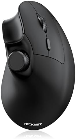 TECKNET Ergonomic Mouse, Rechargeable Wireless Bluetooth Mouse (BT 5.0/5.0+2.4G), Vertical Mouse with Volume Knob, Quiet Clicks, Cordless Mice 6 Adjustable DPI with USB A Receiver, Wide Compatibility
