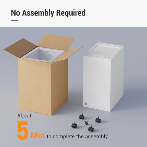 DEVAISE 3 Drawer Slim File Cabinet, Fully Assembled Except Wheels