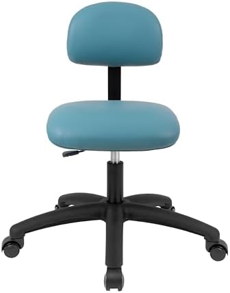 FSS Series Square seat Low (17"-22") seat Height Chair. Vinyl-for Office, Garage, Desk, Shop, Computer, Doctor, Medical, Easy to Clean! NO Footring (Aqua, Low, Self Braking Casters)