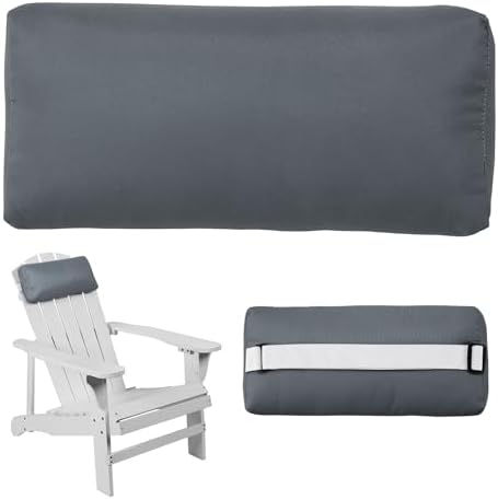 Headrest Pillow for Patio Chaise Lounge Chair, Outdoor Chaise Pillows with Adjustable Elastic Stripe Head Resting Pillows for Recliner Office Chair, Dark Gray 1 Pack