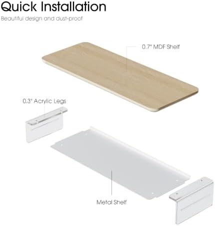 Fenge 23.6" Monitor Stand with Clear Acrylic Legs, Oak