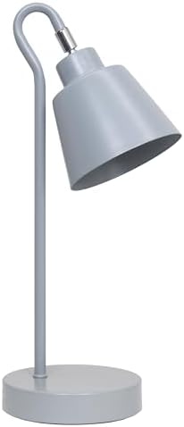 Simple Designs LD1079-GRY 16" Sleek Essentials Metal Looped Desk Task Lamp with Adjustable Shade, for Office, Desk, Nightstand, Dorm, Gray