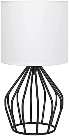 HAITRAL Modern Bedside Table Lamp - Minimalist Small Lampblack/White