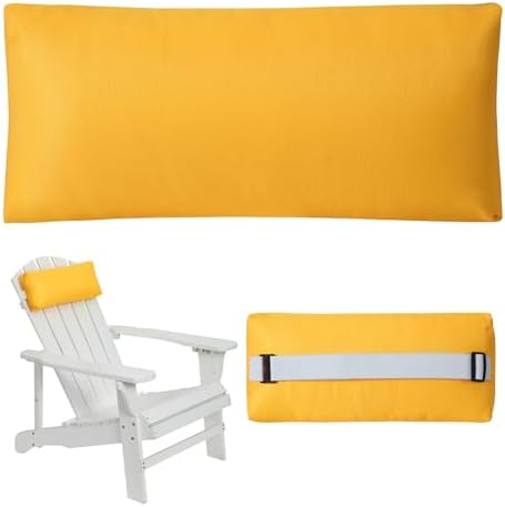 Headrest Pillow for Patio Chaise Lounge Chair, Outdoor Chaise Pillows with Adjustable Elastic Stripe Head Resting Pillows for Recliner Office Chair, Yellow 1 Pack