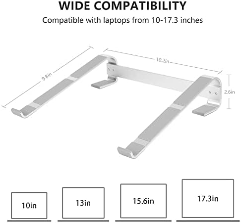 Laptop Stand for Desk, Ventilated Aluminum Laptop Riser, Silver