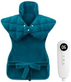 Weighted Heating Pad for Back Neck and Shoulders – Electric Shoulder Heating Wrap with 6 Heat Settings, 4 Auto-Off Timers, Fast Heating, Ultra-Soft Plush, Machine Washable – Gifts for Women and Men