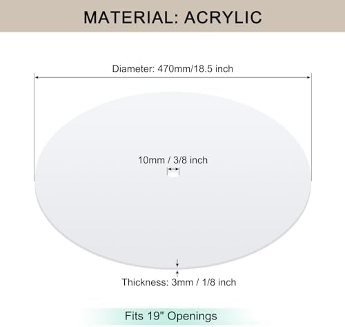 Round Lampshade Diffuser, 18.5" Diameter with 3/8" Center Hole Diffuser Lamp Shade for Drum Style Lampshades Pendants Softening Light, Frosted White Acrylic, Fits 19" Openings