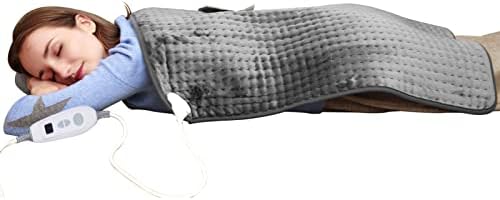 Ruqiji 17''x33'' XXXL King Size Heating Pad with 6 Temperature Settings, Flannel Electric Heating Pad/Pain Relief for Back/Neck/Shoulders/Abdomen/Legs(Gray)