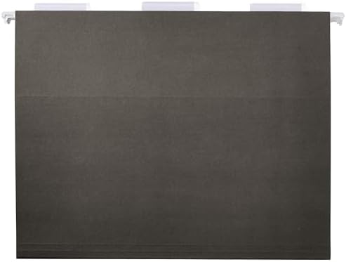 Amazon Basics Hanging File Folders with Adjustable Tabs for Document Organization, Letter Size, 8.5x11 inches, Black, 25-Pack