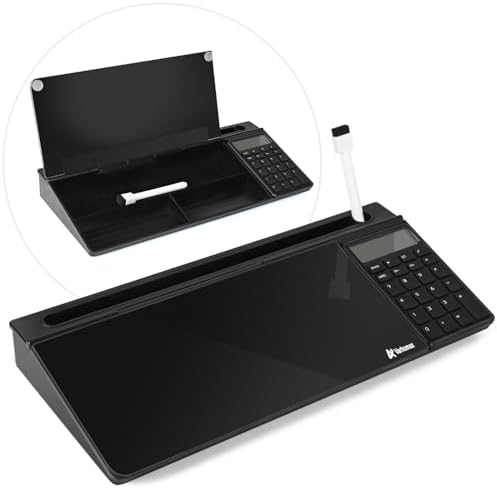 Varhomax Glass Desk Whiteboard Gray with Calculator