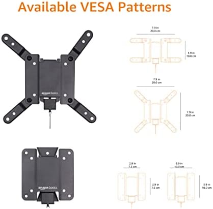 Amazon Basics Fixed Flat TV Wall Mount, Low Profile, for 12" to 40" TVs, VESA 200x200, 40 lbs Capacity, with Installation Template, Black