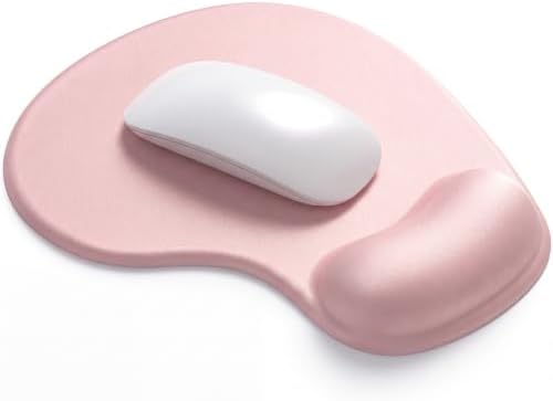 Hsurbtra Ergonomic Mouse Pad with Wrist Rest Support, Gel Mouse Pads with Non-Slip PU Base, Pain Relief Memory Foam Computer Mat, Cute Office Supplies Desk Decro Accessories, Pink