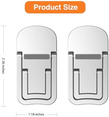 2PCS Metal Mini Foldable Laptop Stand, Portable Computer Keyboard Riser with 2 Adjustable Angles, Self-Adhesive Invisible Notebook Stand and Keyboard Lift for Desk (Silver)
