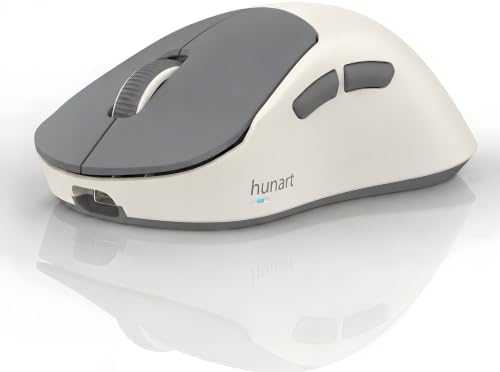 hunart H6 49g Wireless Mouse, Bluetooth & 2.4GHz, Rechargeable, Grey