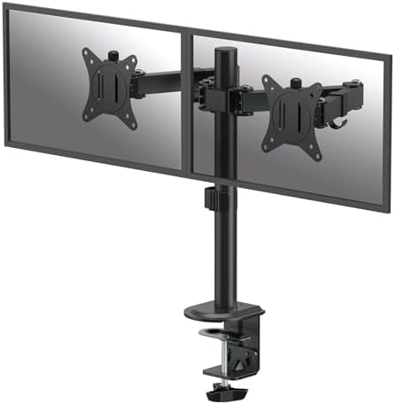 Fellowes Everyday Adjustable Dual Monitor Arm – Holds Two Screens up to 32" (inch) Weighing 19.84 lbs Each, Tilt, Swivel, Rotate, VESA 75/100, Clamp or Grommet Mount, Cable Management