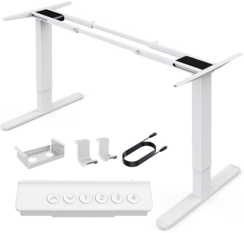 HUANUO Electric Standing Desk Frame with 265 lbs Dual Motor,Thick T-Shaped Desk Legs Made of Automotive-Grade Steel,for Max 90″x31.5″ Desktop, Height Adjustable Desk Frame for Home Office,Frame Only