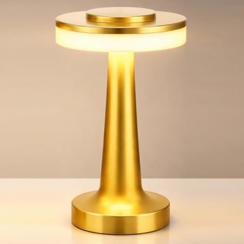 Riakrum 1 Pcs LED Cordless Table Lamp Bulk Rechargeable,Gold
