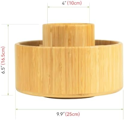 Utoplike Large Bamboo Rotating Pencil Holder, 360° Colored Pen Organizer