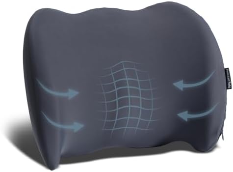 Lumbar Support Pillow Memory Foam Back Cushion for Sciatica & Lower Back Pain Relief Orthopedic Posture Corrector for Office Chair Gaming Chair Car Seat Breathable Washable Dark Gray