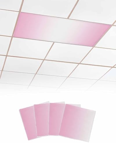 Pink White Magnetic Fluorescent Light Covers for Ceiling Lights 2 x 4 Feet,Pastel Geometric Abstract Contemporary Minimalist Office Classroom Kitchen Drop Ceiling Light Covers Lighting Filter 4 Packs