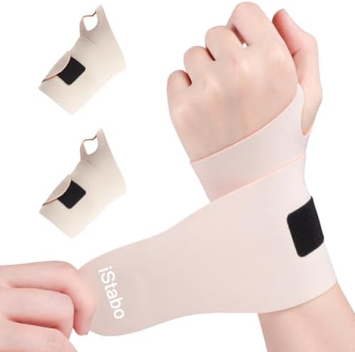 2 Pack Wrist Brace Support for Carpal Tunnel Pain Relief, Ultra Thin Elastic for Tear, Ulnar Wrist wraps Repetitive Wrist Use Injury, Fit Left or Right Hand, Small and Medium Hands Sizes
